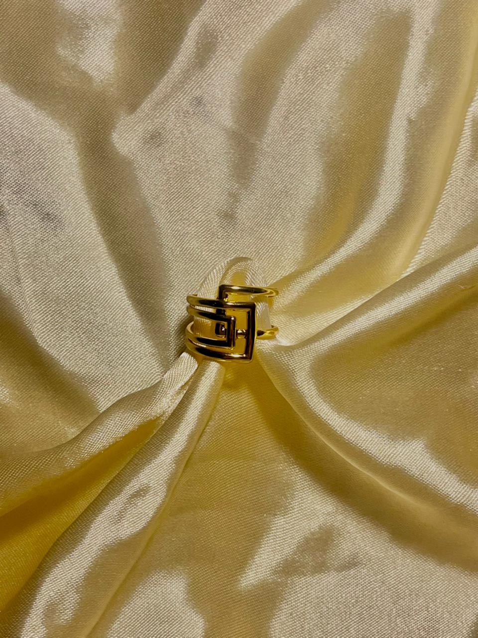 Luxury Gold-Plated Adjustable Initial-Inspired Ring – Modern Statement Design