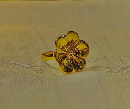 Blossom Bloom Adjustable Gold-Tone Ring – Timeless Floral Elegance