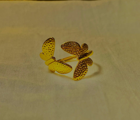 Butterfly Adjustable Ring – Gold-Plated Stainless Steel for Women