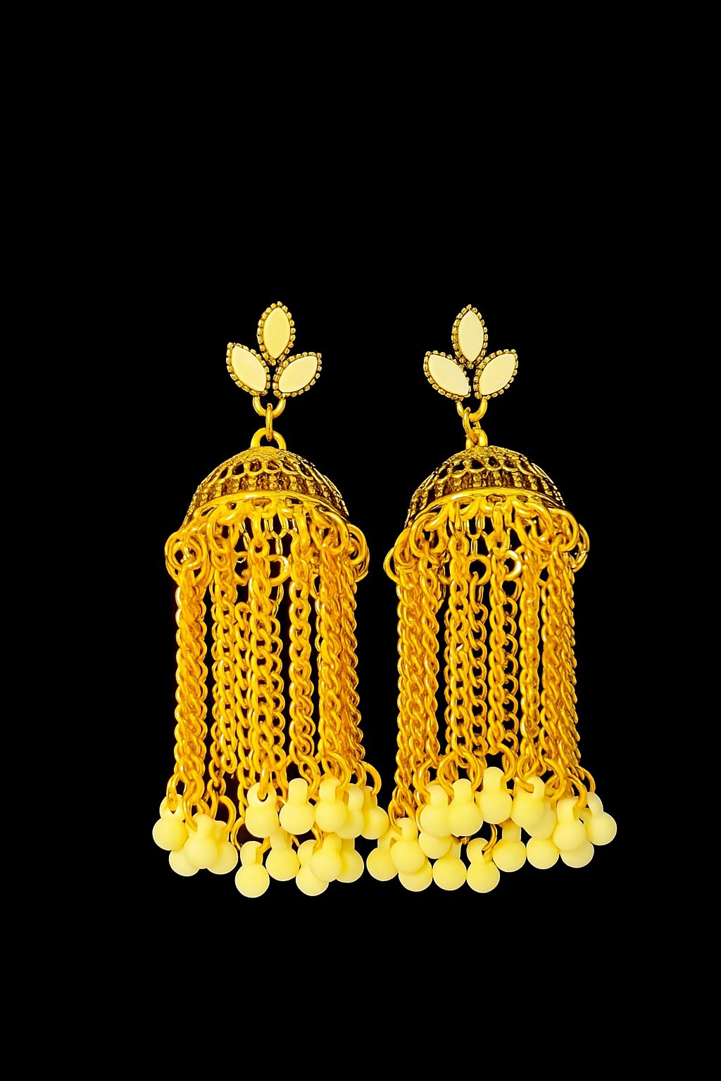 Elegant Gold Jhumka Earrings with Pearl Accents
