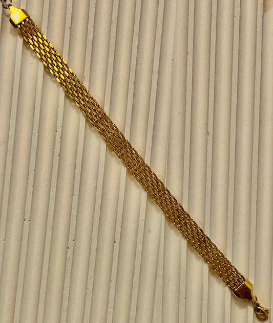 Gold Stainless Steel Multi-Layer Chain Bracelet