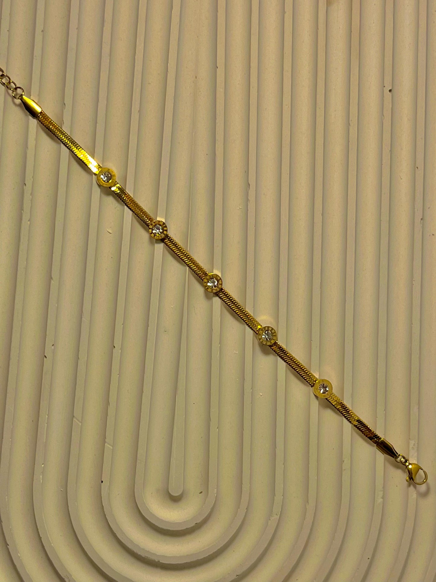 Gold Stainless Steel Bracelet with Crystal Accents