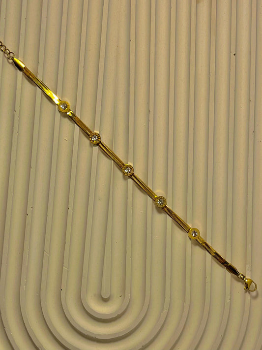 Gold Stainless Steel Bracelet with Crystal Accents