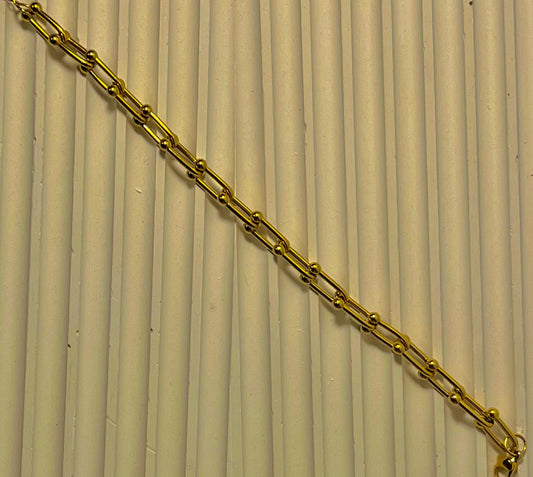 Gold Stainless Steel Paperclip Chain Bracelet