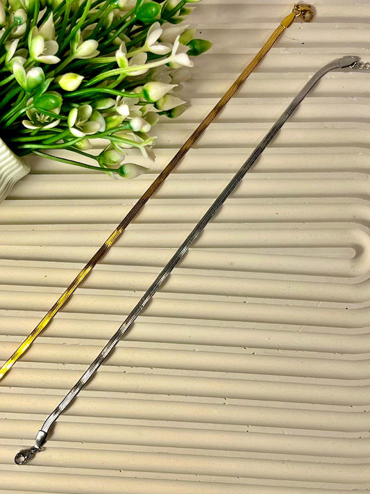 Elegant Snake Chain Anklet – Gold & Silver