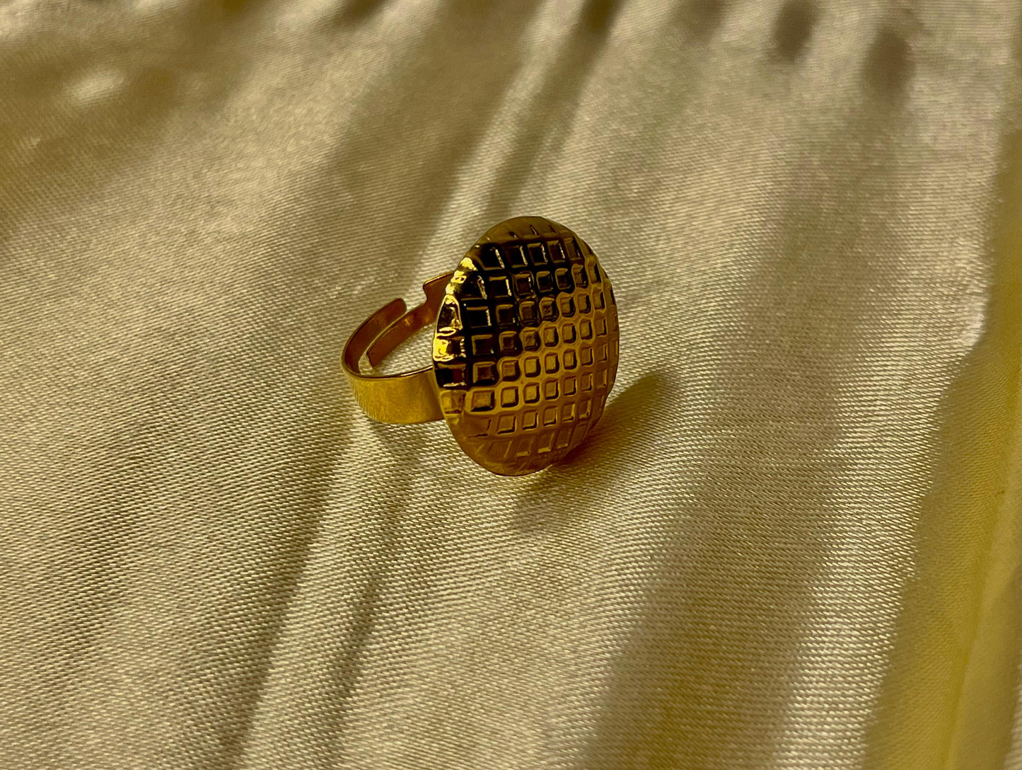 Bold Gold-Tone Textured Round Ring