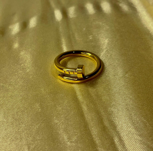 Modern Gold-Tone Nail Design Ring