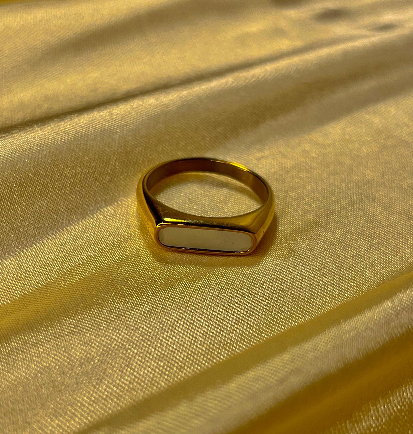 Sleek Gold-Tone Minimalist Signet Ring