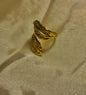 Elegant Leaf Design Gold-Plated Adjustable Ring