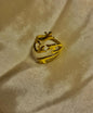 Charming Bird-Inspired Gold-Plated Adjustable Ring