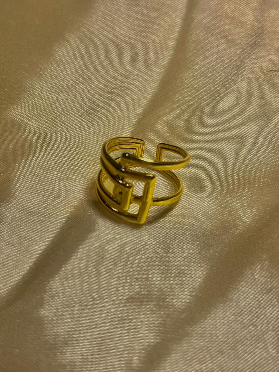 Luxury Gold-Plated Adjustable Initial-Inspired Ring – Modern Statement Design