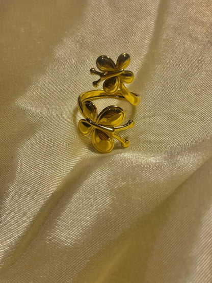 Elegant Gold-Plated Butterfly Adjustable Ring – Delicate & Stylish Fashion Jewelry
