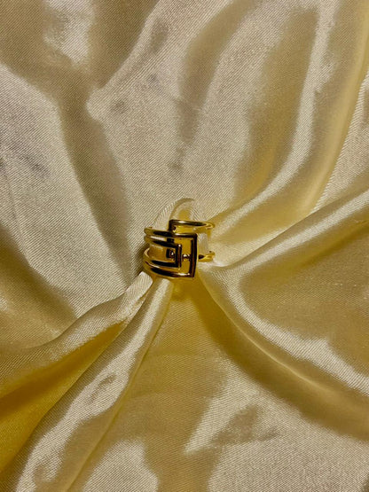 Luxury Gold-Plated Adjustable Initial-Inspired Ring – Modern Statement Design