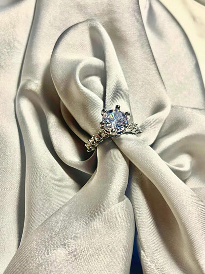 Premium Silver Zirconia Crown Ring for Women – Big Head Statement Sparkle