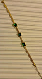 Gold Stainless Steel Bracelet with Emerald Green Stones